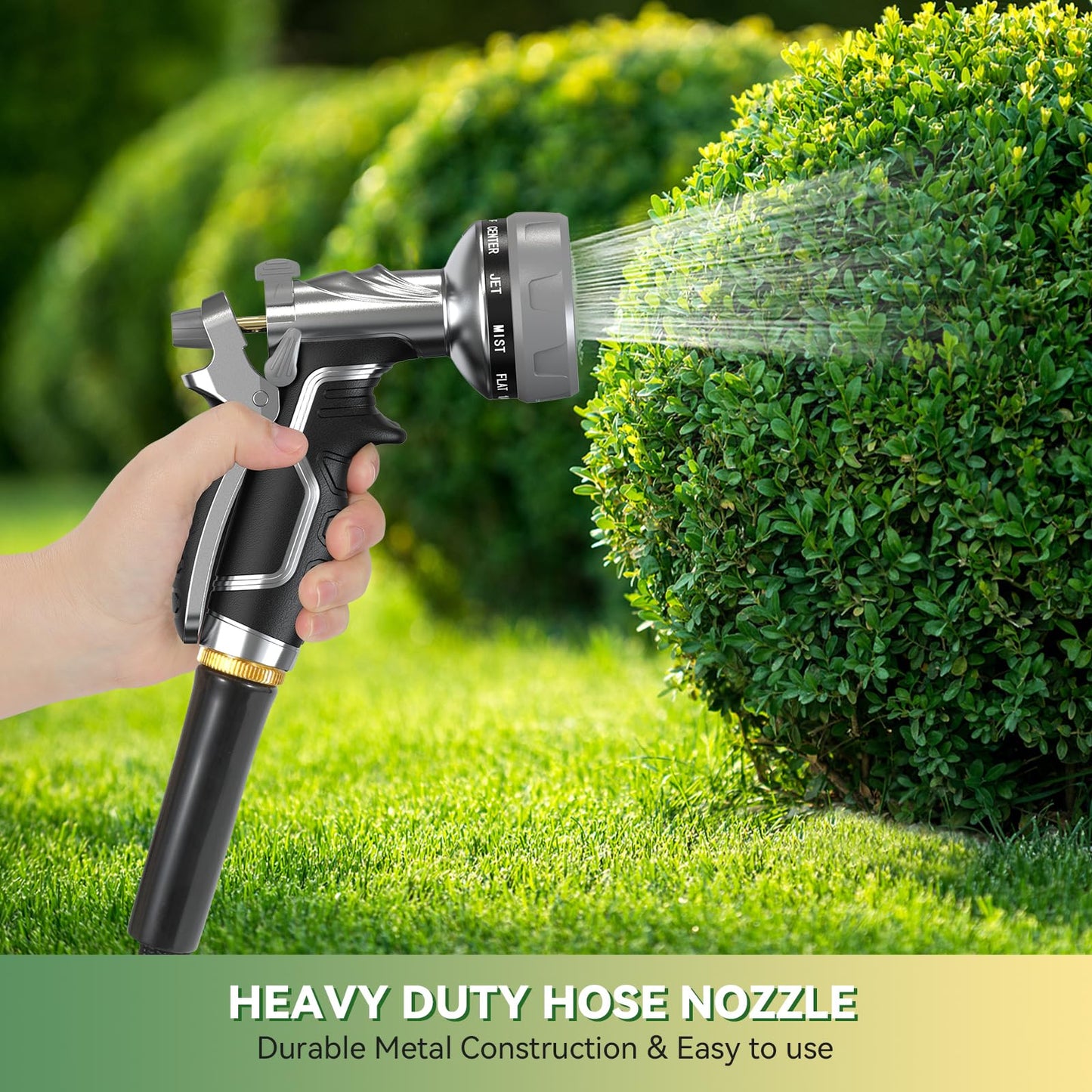 2025 NEW Heavy-Duty Metal Hose Pipe Spray Gun, 8 Adjustable Spray Patterns Garden Hose Spray Gun, Leak-Proof Hose Gun, Garden Hose Nozzle for Watering, Cleaning, Washing Cars, Compatible with UK Hoses