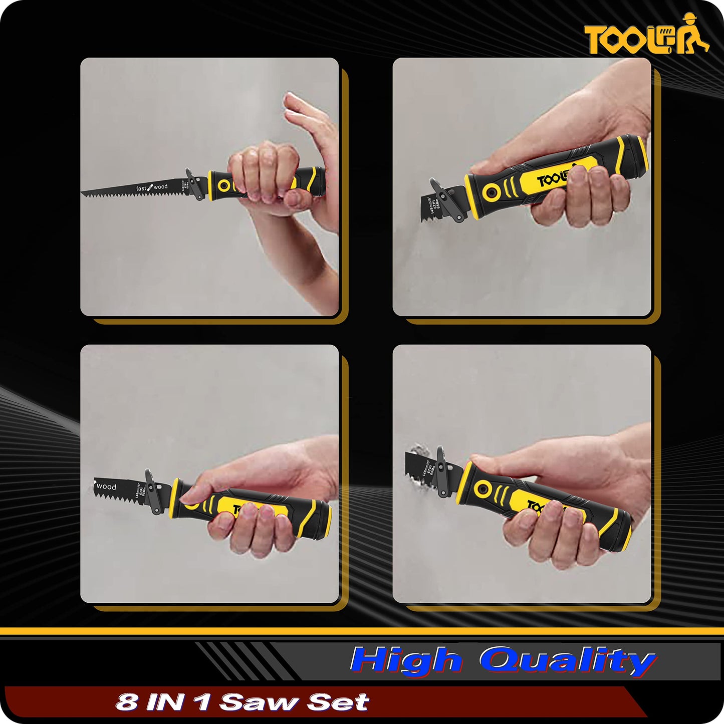 TOOLAN: 8-In-1 Multi-Hand Saw, Drywall &Metal Cutter, Long Blade, Wood &Plastic Saw. Quick Change Blade