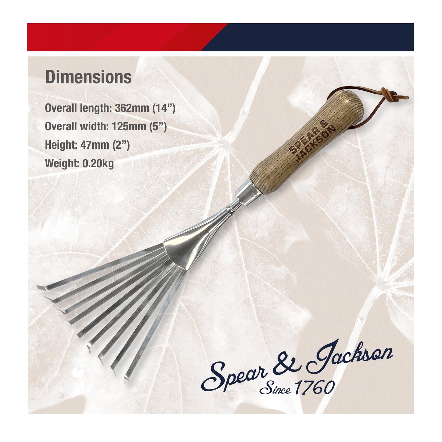 Spear & Jackson 5200BR Traditional Stainless Mini Border Rake, Brown