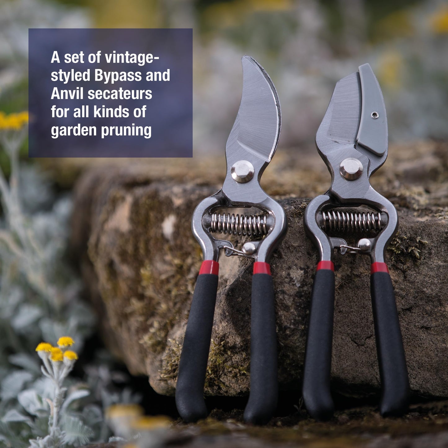 Spear & Jackson CUTTINGSET8 Traditional Bypass and Anvil Secateurs Set, Black