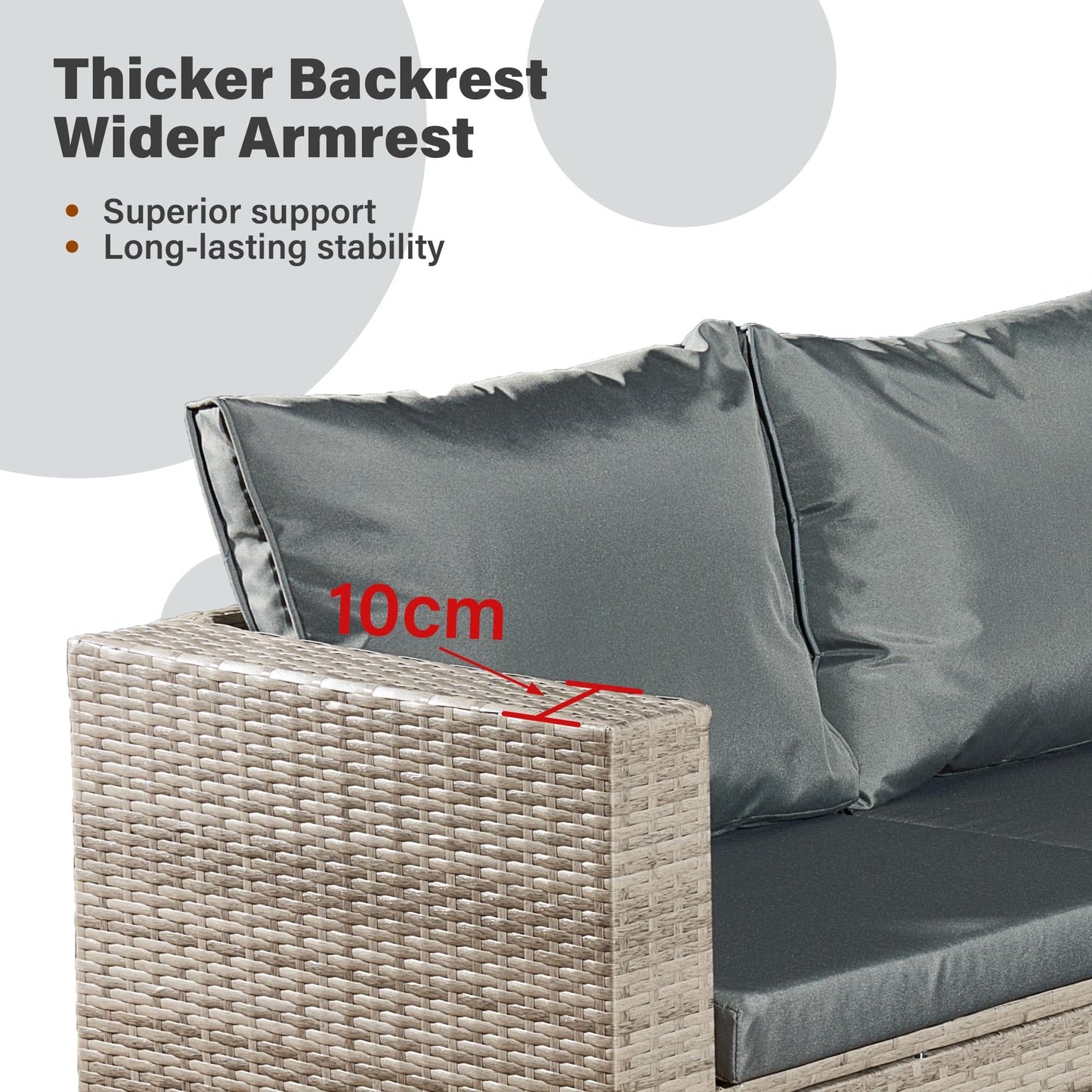 Aweather 8 Seater Rattan Corner Sofa Set Rattan Garden Furniture Set with Modern Glass Coffee Table and Washable Cushions (Gray)