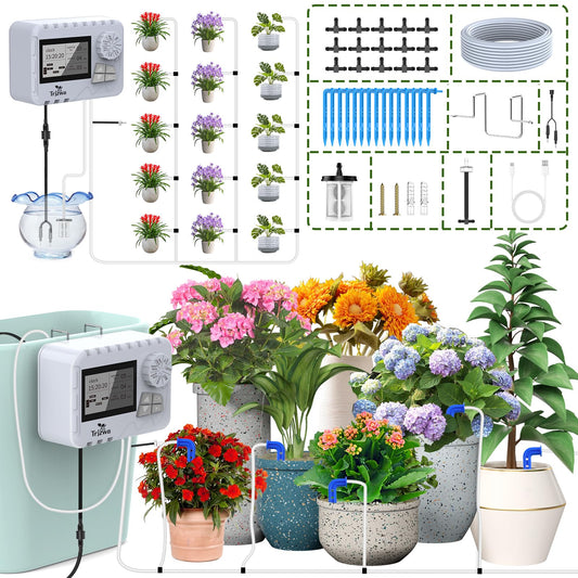 TRJZWA Automatic Watering System Indoor DIY Newest Indoor USB Irrigation System Kit with Multiple Combinations of Automatic Watering Programs, Suitable for Balcony/Indoor/Greenhouse