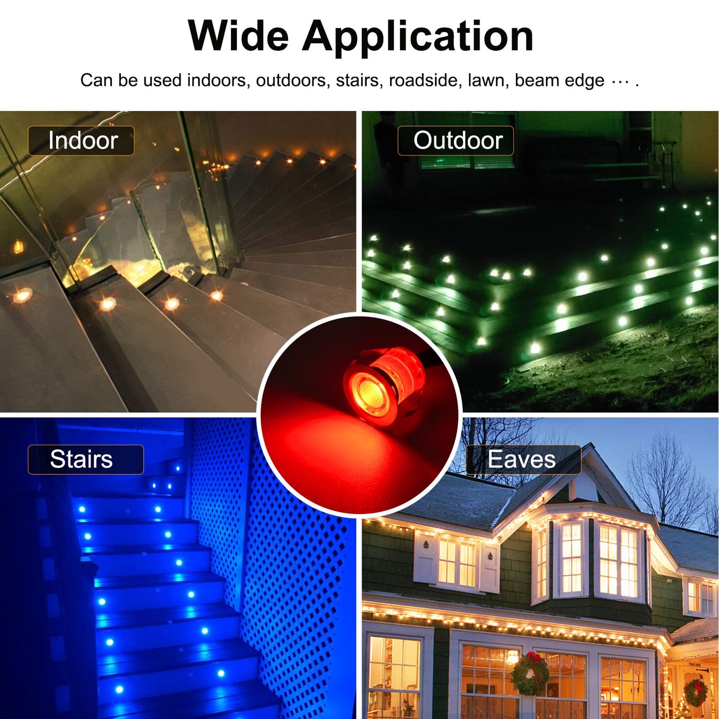 GEYUEYA Home LED Decking Lights RGBW, Ø45MM 12V Deck Light (RGB-Warm White) Led Plinth Light Kits for Terrace/Patio/Garden/Decoration-6 Packs