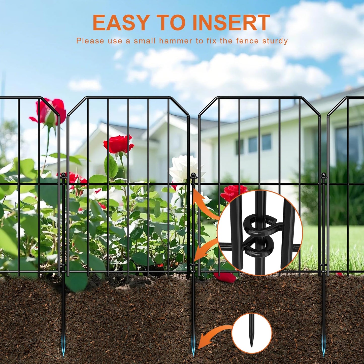 Yeabett Garden Fence 10 Pcs, Decorative Metal Fencing 31cm(W) × 41cm(H), Dog Fence Outdoor Animal Barrier for Flower Bed Yard Patio