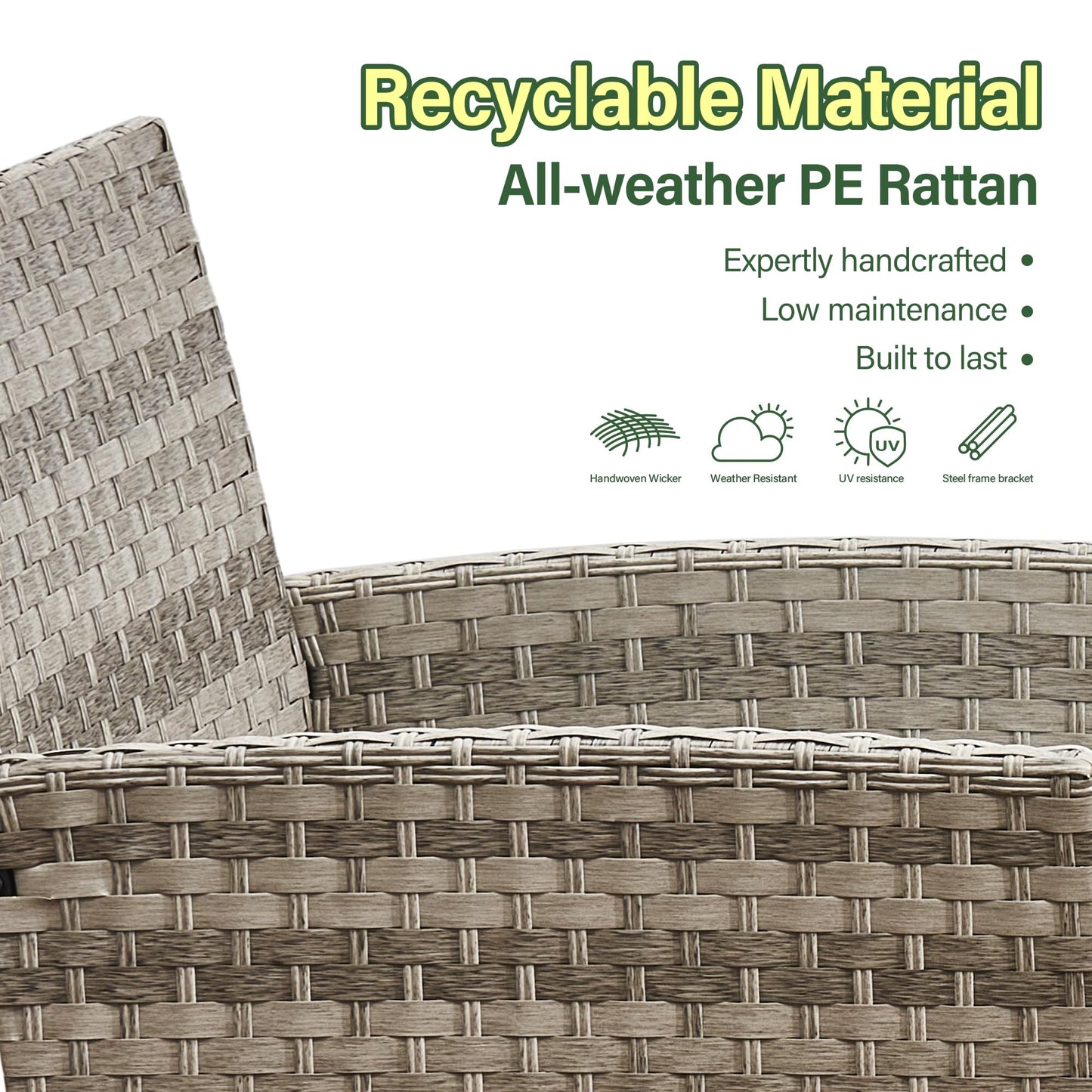 Aweather Rattan Garden Furniture Set Patio Conservatory Balcony Indoor Outdoor 4 Seater Piece Glass Top Coffee Table Modular Sofa Loveseat with Cushions