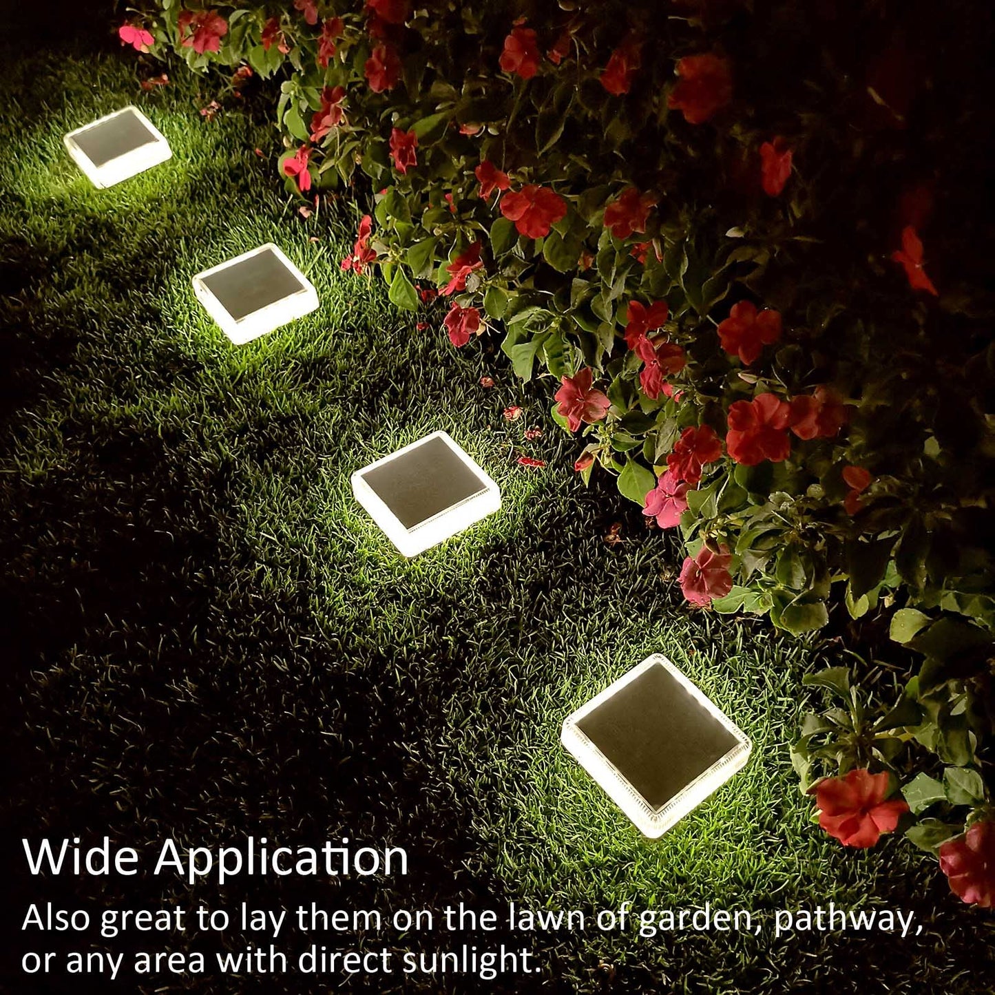 Soslina 4 Pack Solar Decking Lights Solar Powered Step Lights Outdoor IP68 Waterproof, 30LM Natural White 4000K, Solar Ground Lights for Garden Yard Patio Pathway Driveway, Square