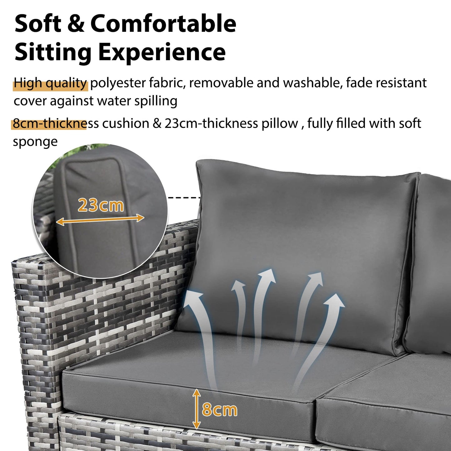 LTGB Garden Furniture Sets, Garden Corner Sofa Set, 8 Seater Rattan Sofa Outdoor Furniture with Coffee table 2 stools【UK Fast Delivery】