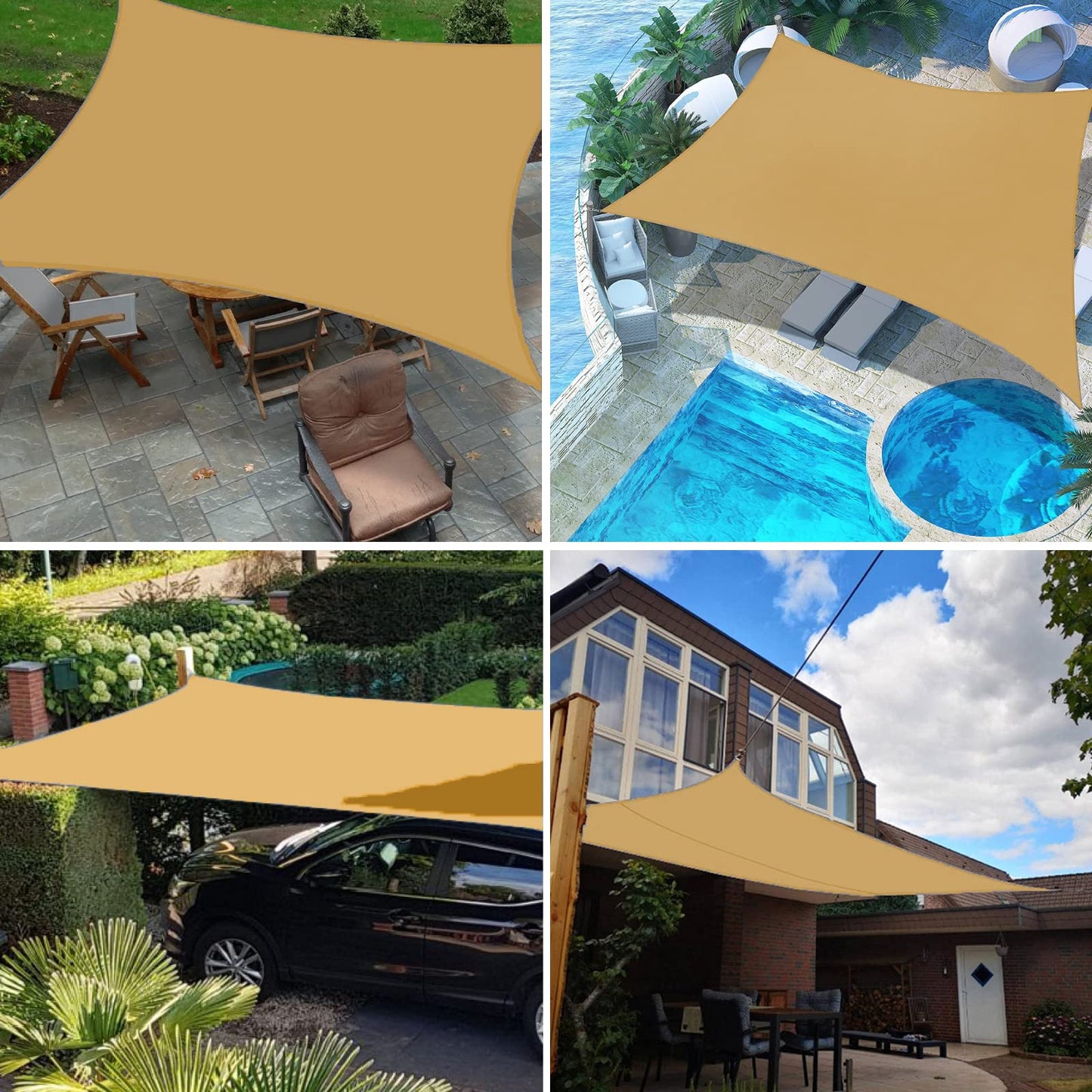 HOMPER 2x3 Sun Shade Sail Waterproof Rectangle(Sand), 95% UV Block Garden Sunscreen Awning Canopy with Free Rope, Breathable Patio Sail pergola for Outdoor Party
