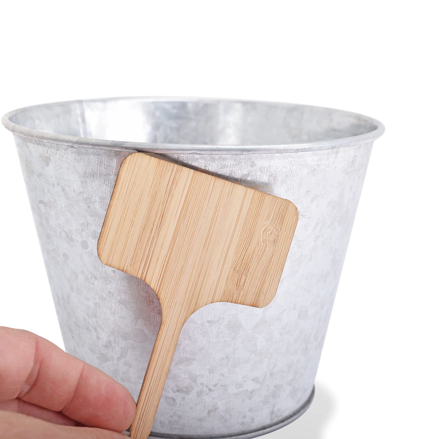 Katai Galvanised Metal Planter Buckets - 6 Pack Small Metal Buckets for Indoor Plants, Herb Garden, Orchid Pots, Hanging Plant Holder, Flower Pots, Wall Planters, Garden Decor - with 6 Plant Labels