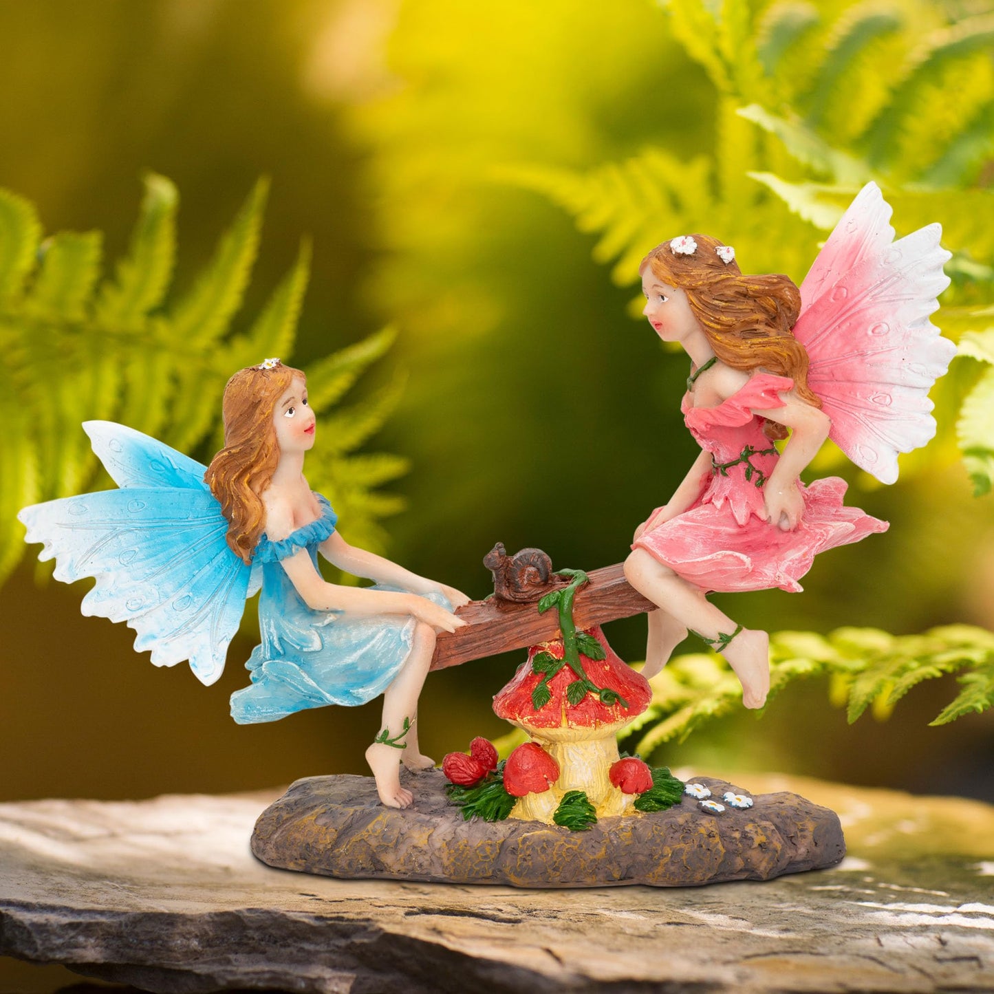 Pelle & Sol Fairies on Seesaw Ornament - Outdoor Garden Fairy Decoration Home Gift Accesories