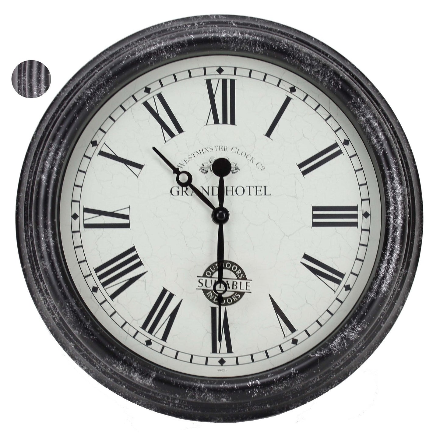 Smart Garden Biarritz Black Silver Wall clock 12" 30cm Indoor And Outdoor