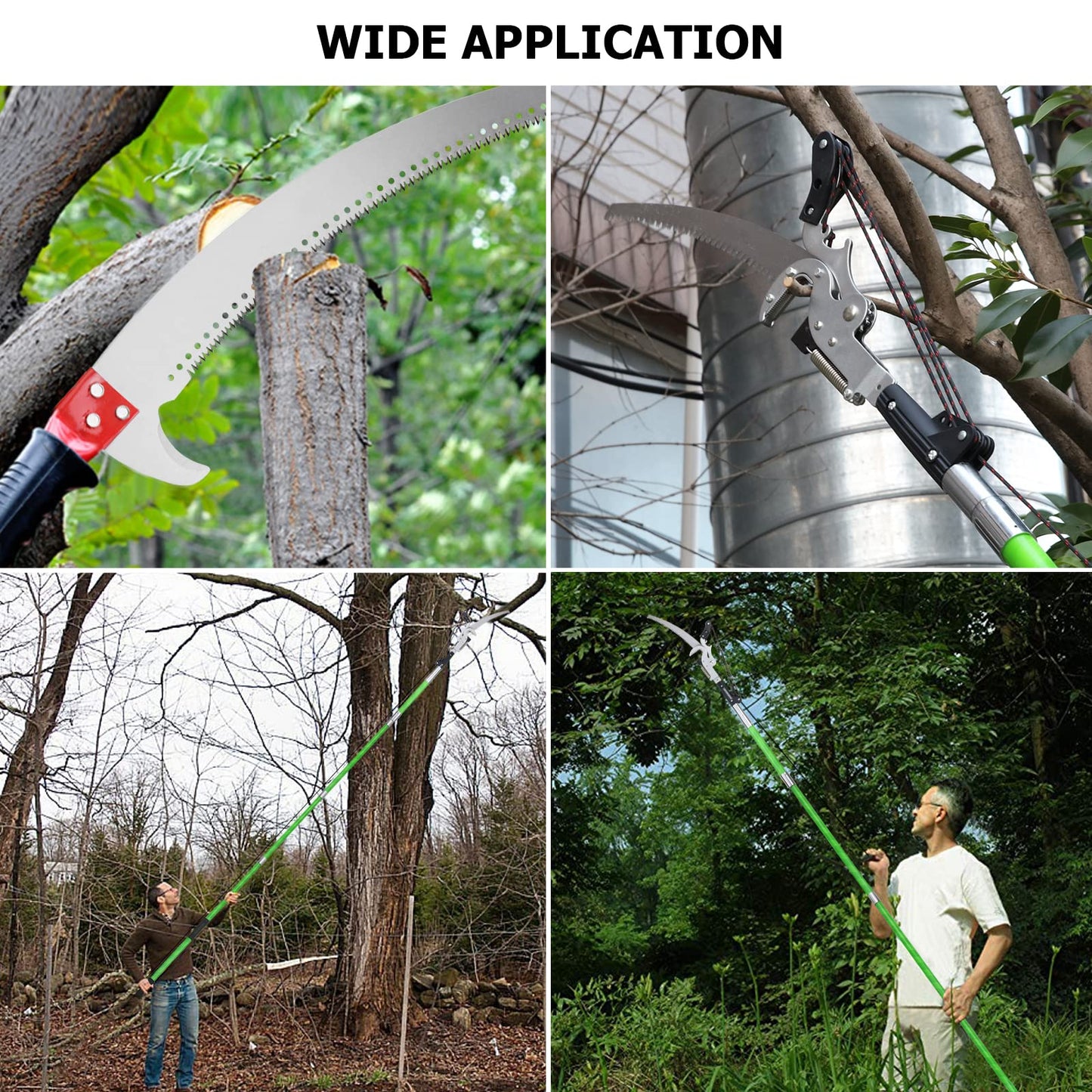 Pole Pruning Saw 26 Foot Long Handle Adjustable Length, Manual Pole Saw High Branch Scissors with Carry Bag and Sturdy Pole, Telescopic Tree Pruner Long Reach for Palm Oak High Branches