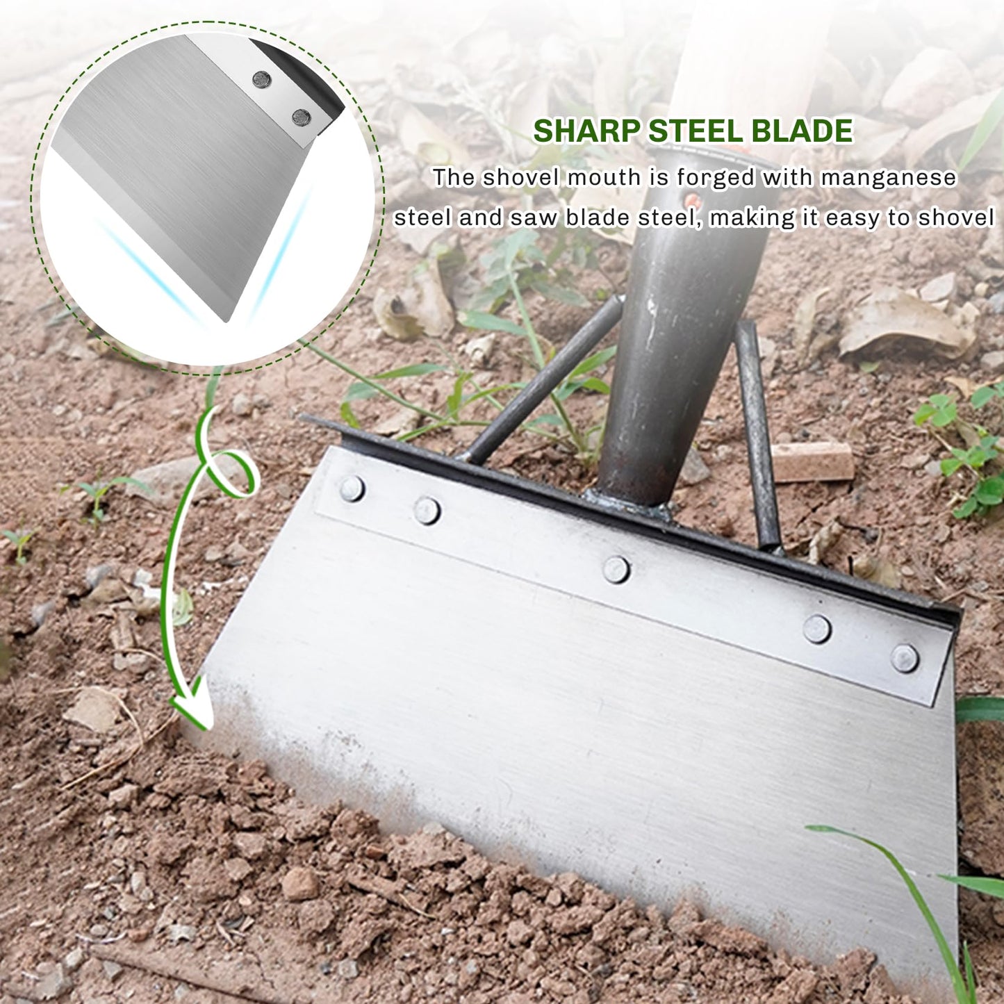 SULIVES 23CM Garden Shovel, Multifunctional Garden Cleaning Shovel, Stainless Steel Cleaning Shovel, Sharp Outdoor Garden Scraper for Weeds, Patio & Farm Weed Remover Tool