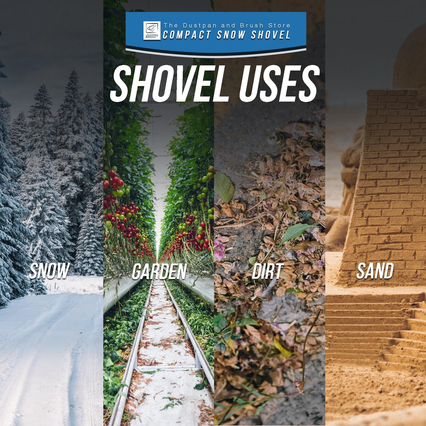 Travel Snow Shovel Heavy Duty with Detachable Multi Section Handle, Collapsible Snow Removal Tool for Car, Travel, Outdoor Camping, Garden etcs