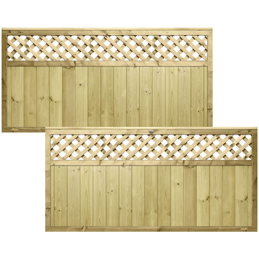 Premier Garden Supplies URBAN Fence Panel with Trellis Top Options & Smooth Tongue & Groove Centre [Width: 6ft (183cm|1830mm) x Height: 3ft (90cm|900mm)] with Premier Diamond Trellis Top