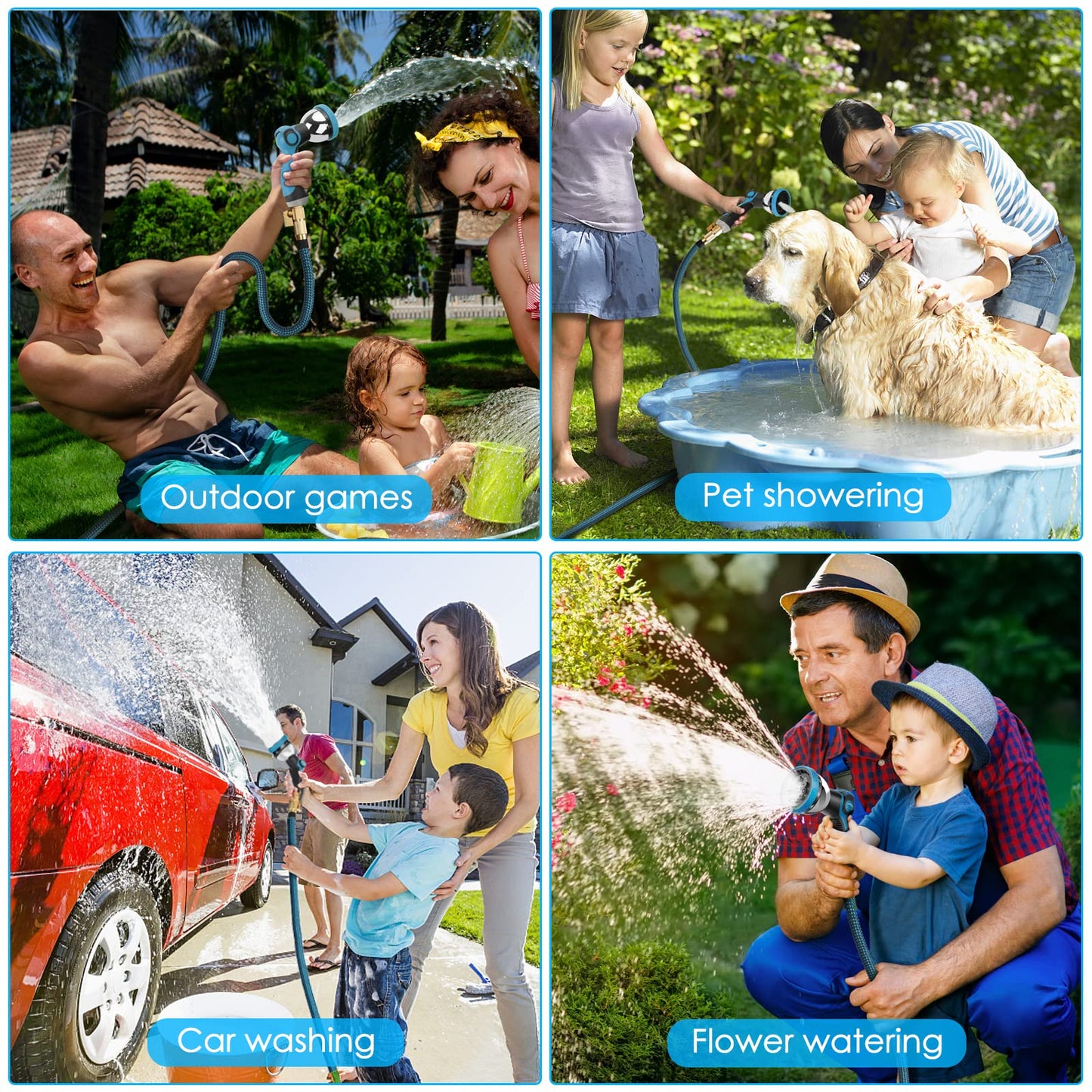 KETTOYA 100FT Expandable Garden Hose, Flexible Water Hose with 10-Pattern Spray Nozzle, Leak-proof Retractable Heavy Duty Hose Pipe, 4-layer Latex Core, Durable 3750D, Brass Alloy Connector, Kink-Free