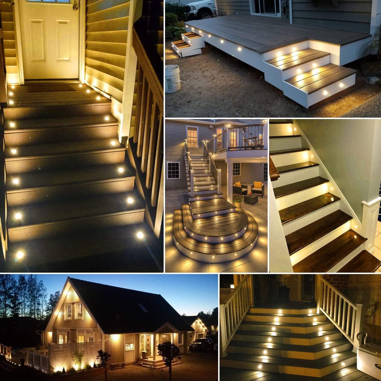INDARUN Warm White Led Decking Lights Outdoor Waterproof IP67 Ø31MM 12V - Led Plinth Light Kits for Terrace/Patio/Path/Wall/Garden/Decoration, Lot of 16