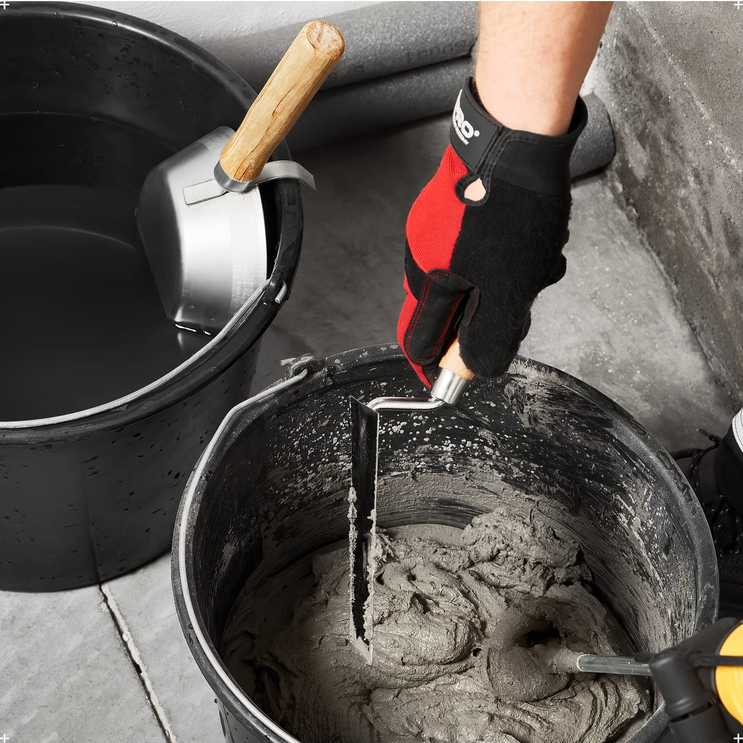 BILBAU Masonry Bucket Scoop or Dipper Bucket - for Plastering & Walling, Easy Mortar Application, Sturdy Steel, Wooden Handle, Highly Durable & Wear Resistant
