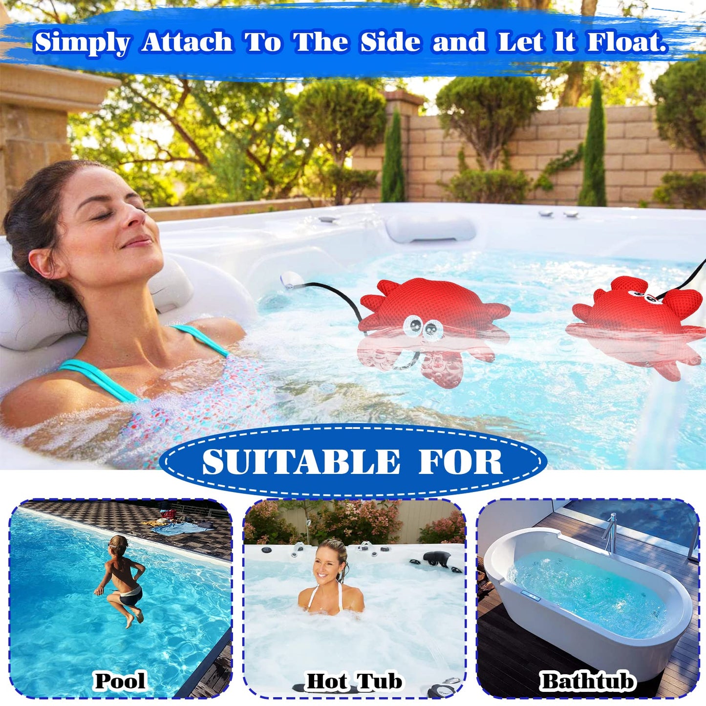 xinrongda 4 Pieces Hot Tub Scum Absorber for Spa, Reusable 3D Oil Absorbing Sponge, Hot Tub Cleaning Kit for Hot Tub Accessories, Swimming Pool and Spa, Crab