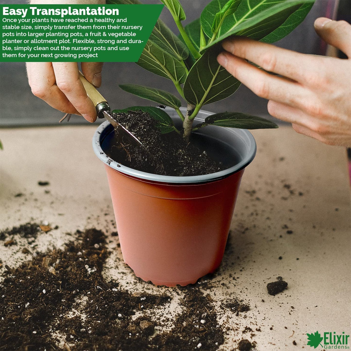 Elixir Gardens 9cm Thermoformed Seed Starting Seedling Terracotta Recycled Plastic Plant Pot/Flower Pots x 100…