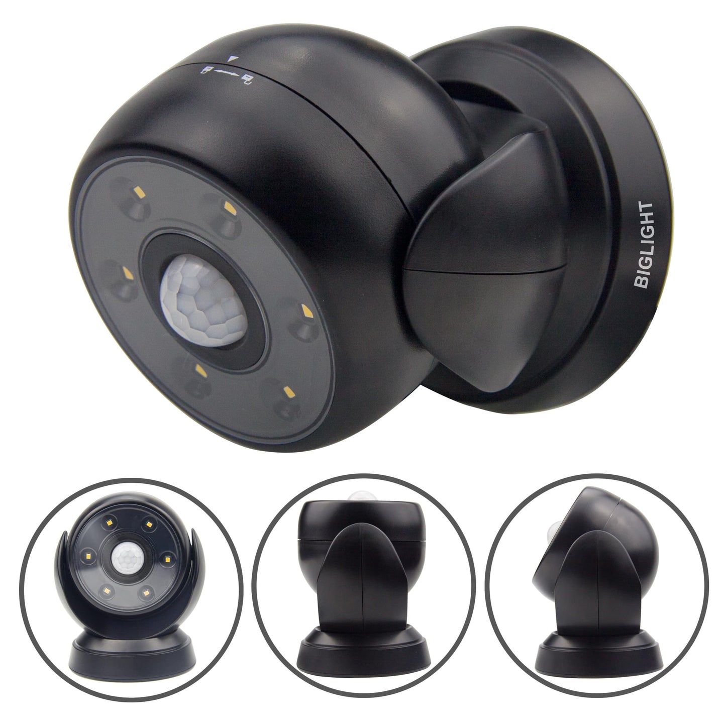 BIGLIGHT Battery Motion Sensor Spotlight Wireless Floodlight Outdoor Front Door Security Spotlight Waterproof Compact Spotlight Rotatable Wall Down Light for Driveway Hallway, 200 Lumens