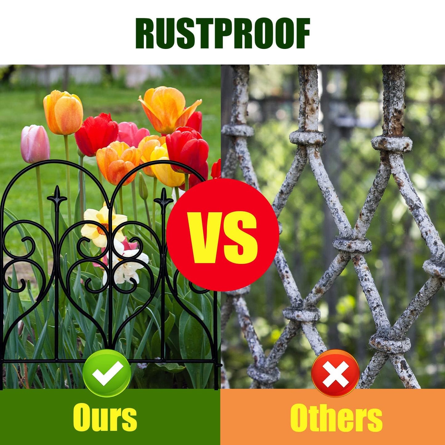 Thealyn Decorative Garden Fence 81cm (H) x 6m (L) Fence Panels Rustproof Metal Dog Fence Animal Barrier, Garden Fencing Panel Border for Yard Patio Flower Bed