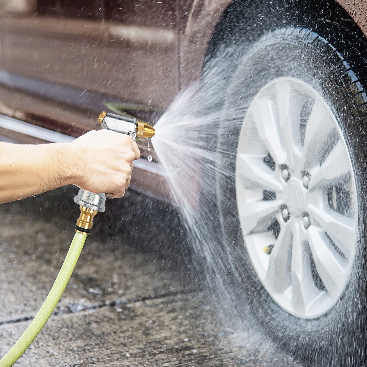 Heavy Duty Metal Garden Hose Nozzle 100% Heavy Duty Metal Water Gun Garden Hose Spray Gun Hose Spray Gun Metal for Car & Pet Washing, Plants Watering, Lawn and Garden Cleaning