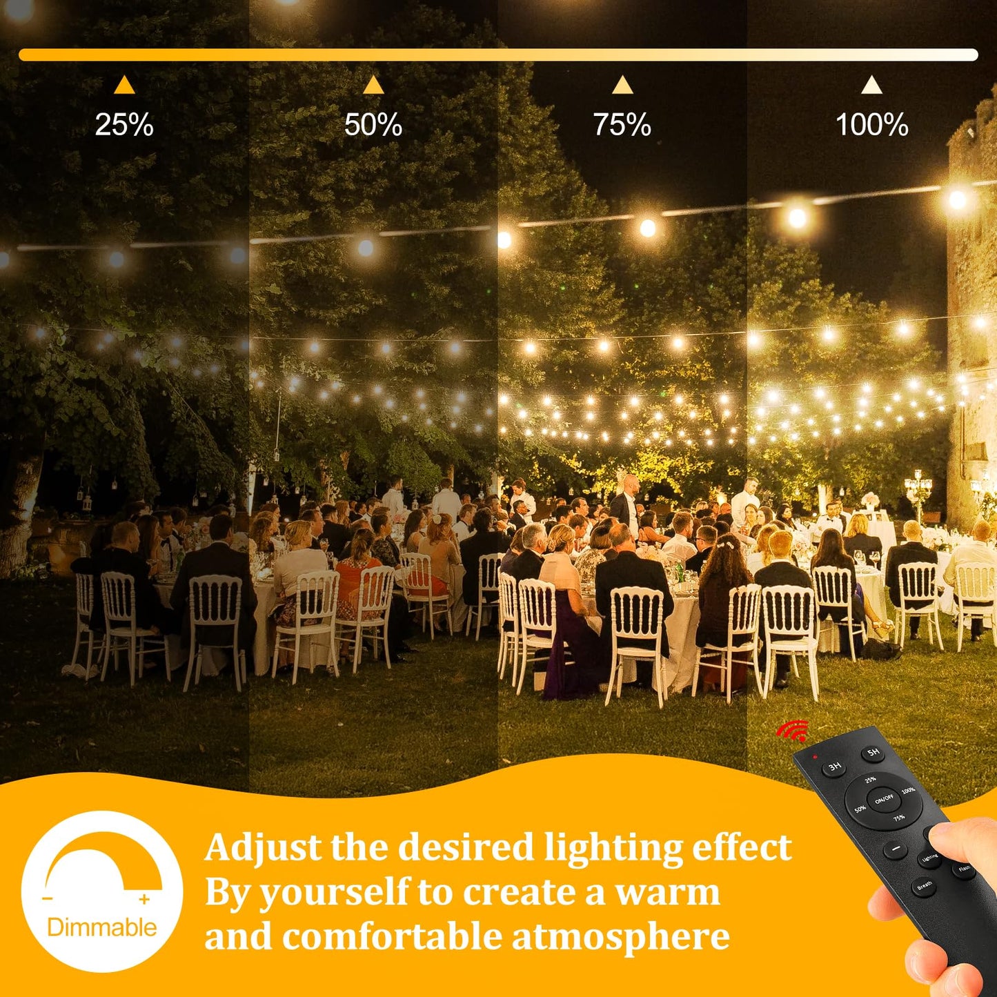 Garden-Outdoor-Lights-Mains-Powered-String-Festoon-Light LED 100ft 30M Outside Lighting Waterproof Bulb Patio Gazebo Party Pergola Wedding Backyard Porch Yard Terrace Electric Festival G40 Connectable