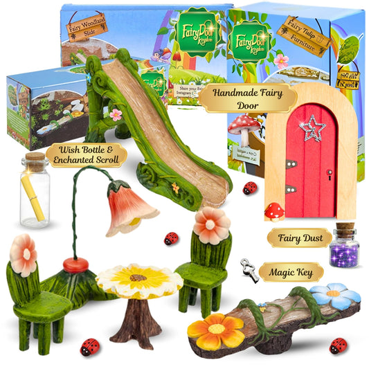 Fairy Garden Accessories Kits for Children with Fairy Door and Ornaments to Create an Magical Fairy Garden for Indoor and Outdoor
