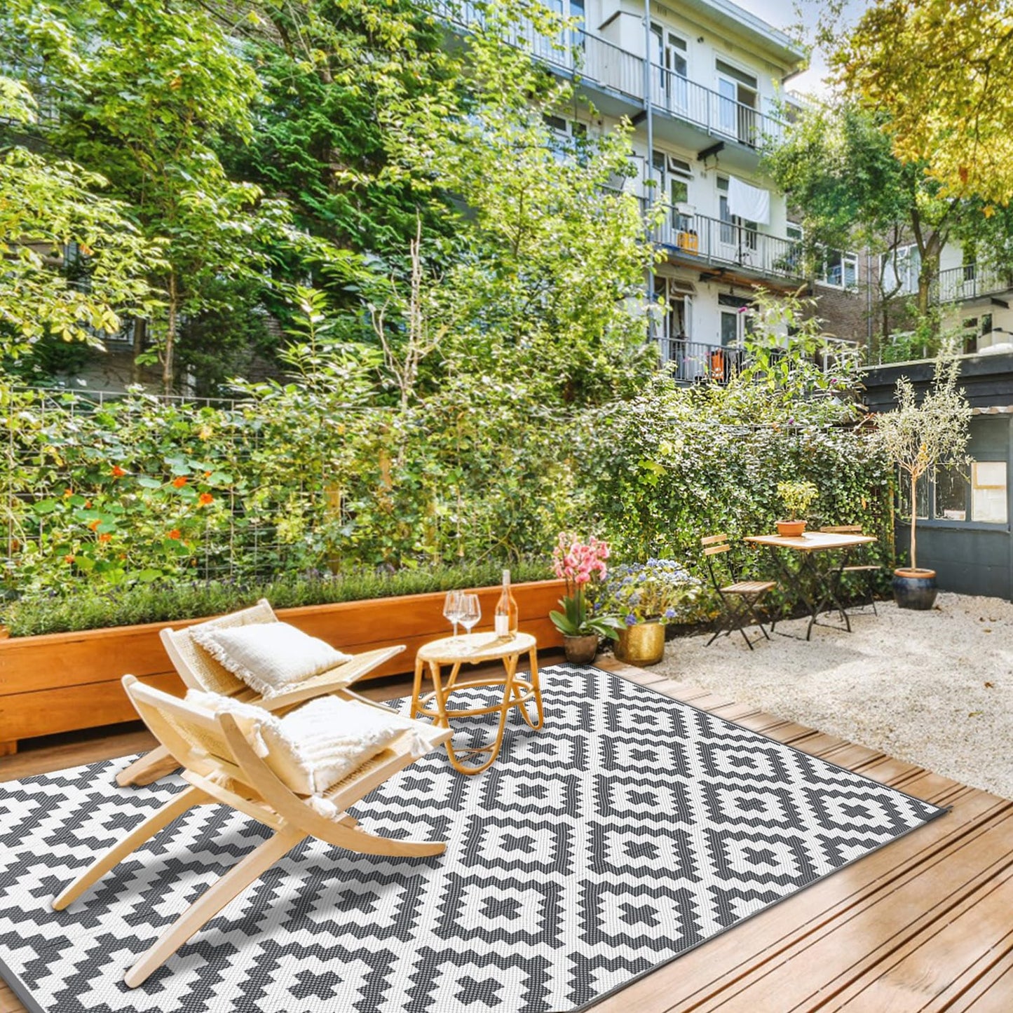 MOKANI Outdoor Rug for Patios Waterproof, Anti-slip Plastic Straw Garden Mat Carpet UV Resistant Indoor Area Rugs for Camping, Deck, Beach, Picnic, Backyard (120x180cm)