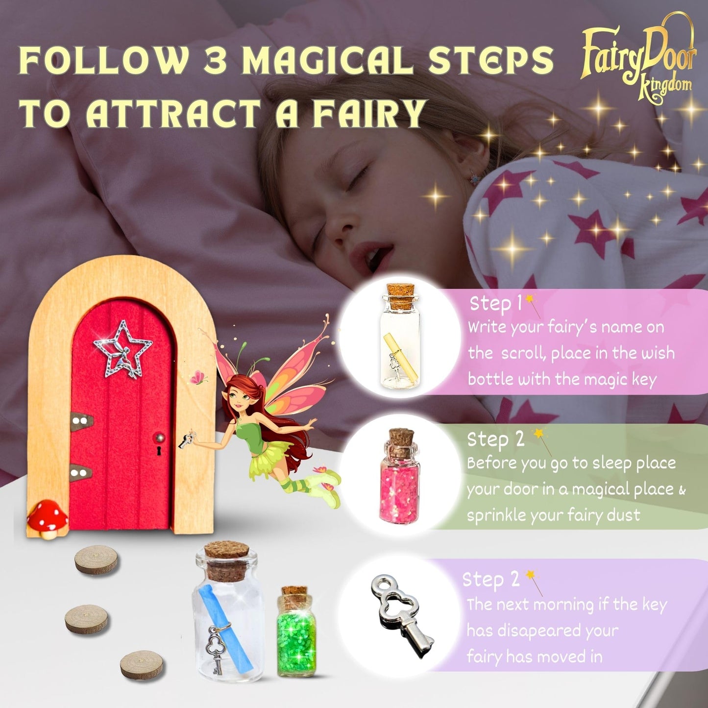 Fairy Garden Accessories Kits for Children with Fairy Door & Outdoor Fairy Garden Ornaments to Create an Enchanting Fairy Garden