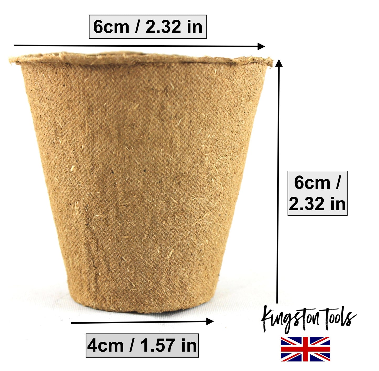 Kingston Tools 96-Pack 6cm Biodegradable Fibre Pots — Germination & Nursery Pots — Peat-Free & Organic— Ideal for Seeds, Seedlings and Cuttings
