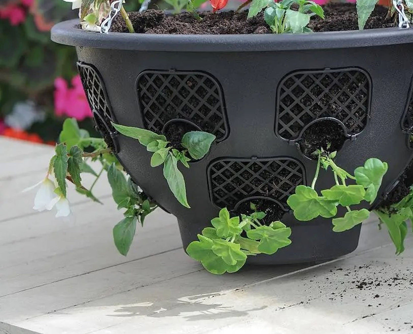 (Set of 2) 14" Easy Bloom Hanging Baskets Large Outdoor Garden Flower Planter