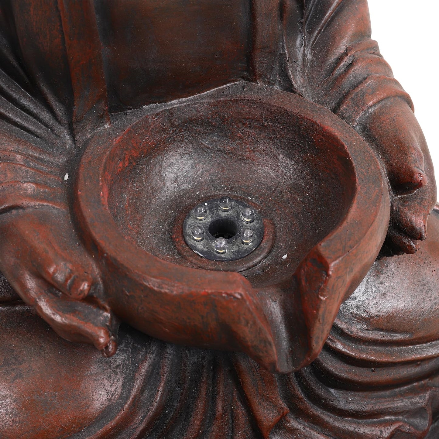 BTGGG Solar Powered Garden Water Feature Indoor/Outdoor Fountain Meditating Buddha Water Fountain Yard Garden Water Feature with LED Light Statues Patio Decoration