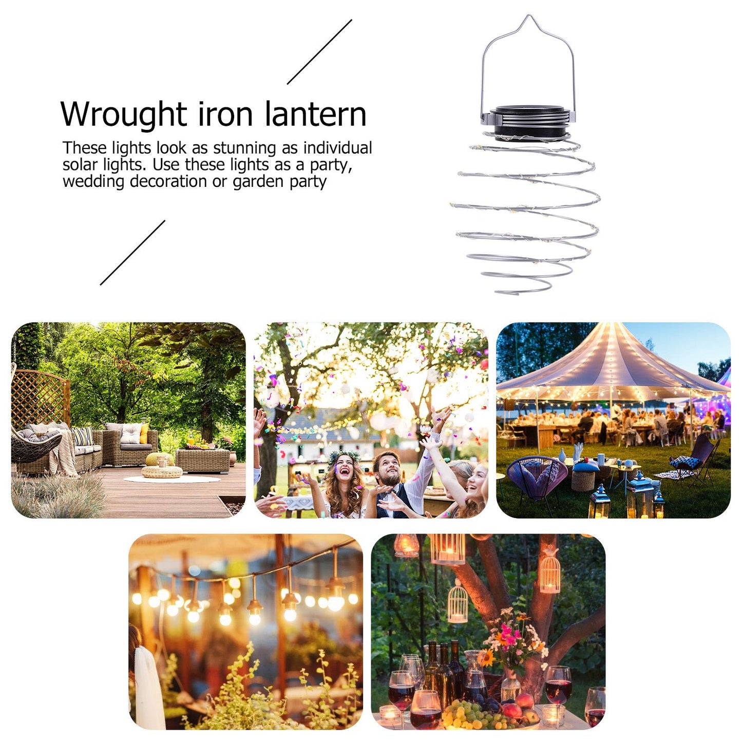 Coospy Solar LED Lanterns - 4pcs Spiral Solar Garden Lights, Waterproof Pendant Light for Outdoor, Patio, Porch