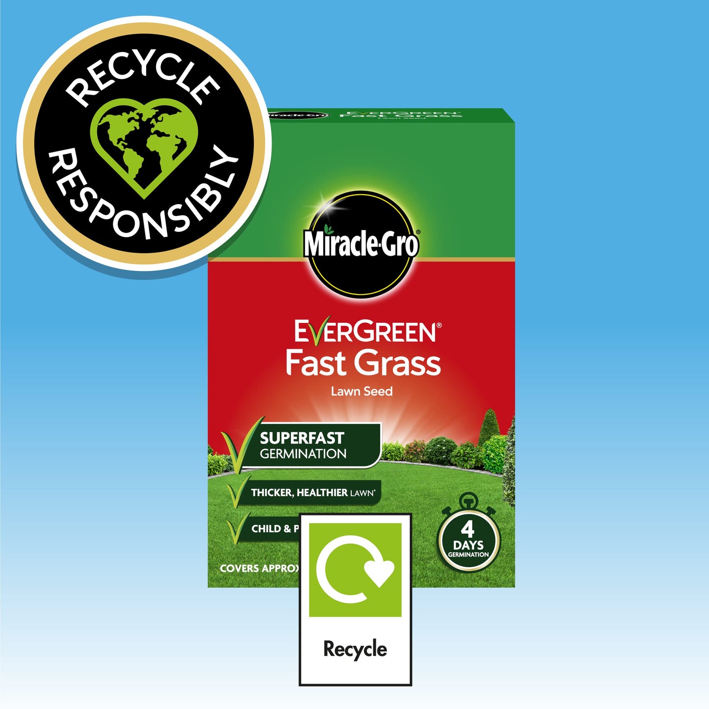 Miracle-Gro EverGreen Fast Grass Lawn Seed 1.6 kg - 56 m2, Gold