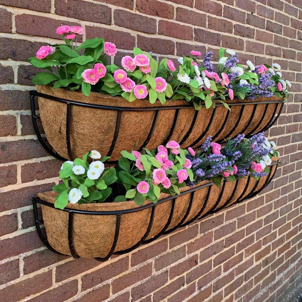 Selections Metal Wall Trough Planters (120cm Trough x 2)