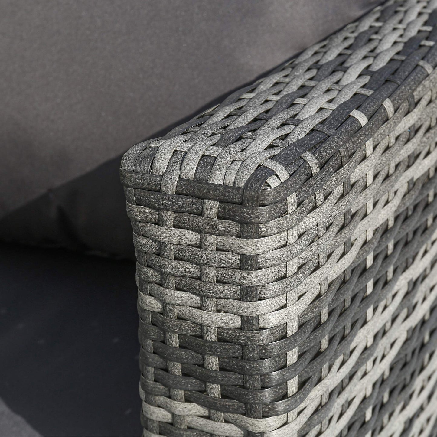 BTM Garden Corner Sofa Rattan Patio Set Garden Entertaining Furniture Lounge Set (Grey)