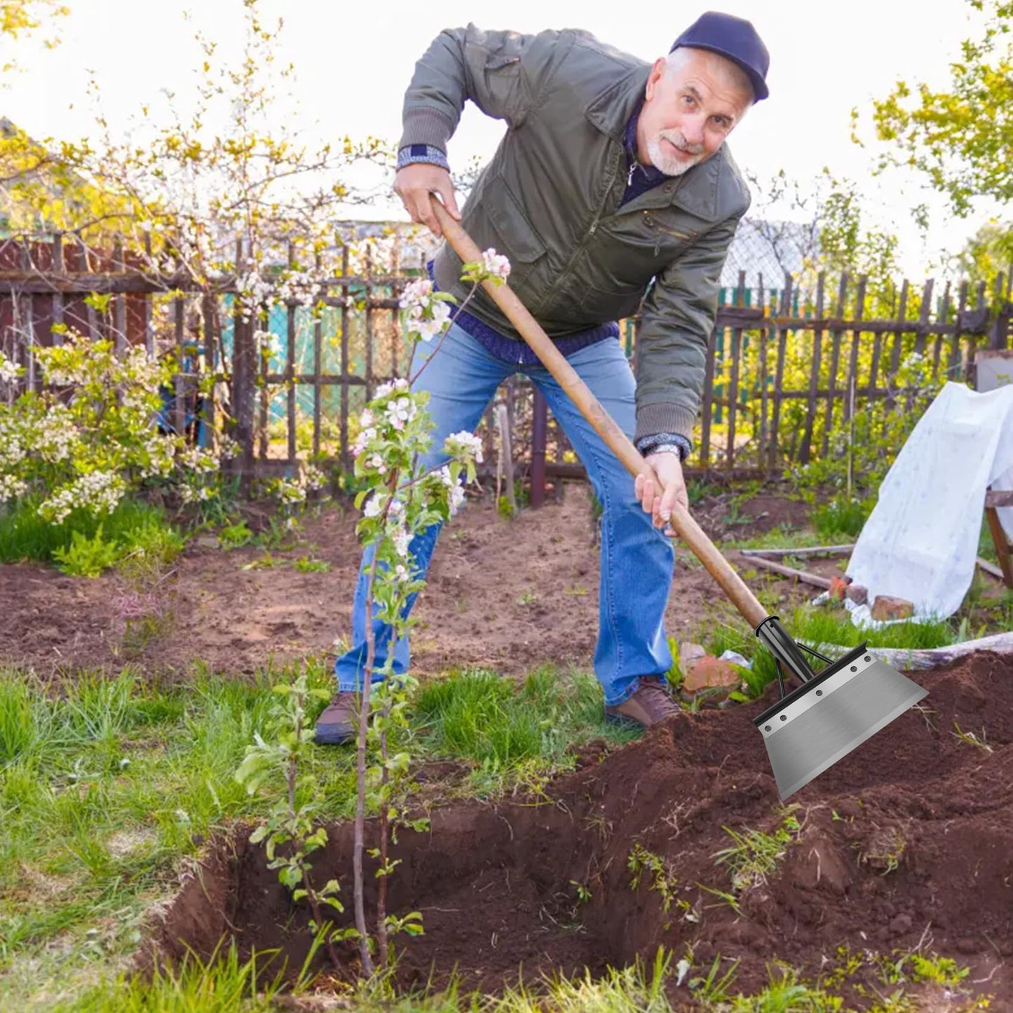SULIVES 23CM Garden Shovel, Multifunctional Garden Cleaning Shovel, Stainless Steel Cleaning Shovel, Sharp Outdoor Garden Scraper for Weeds, Patio & Farm Weed Remover Tool