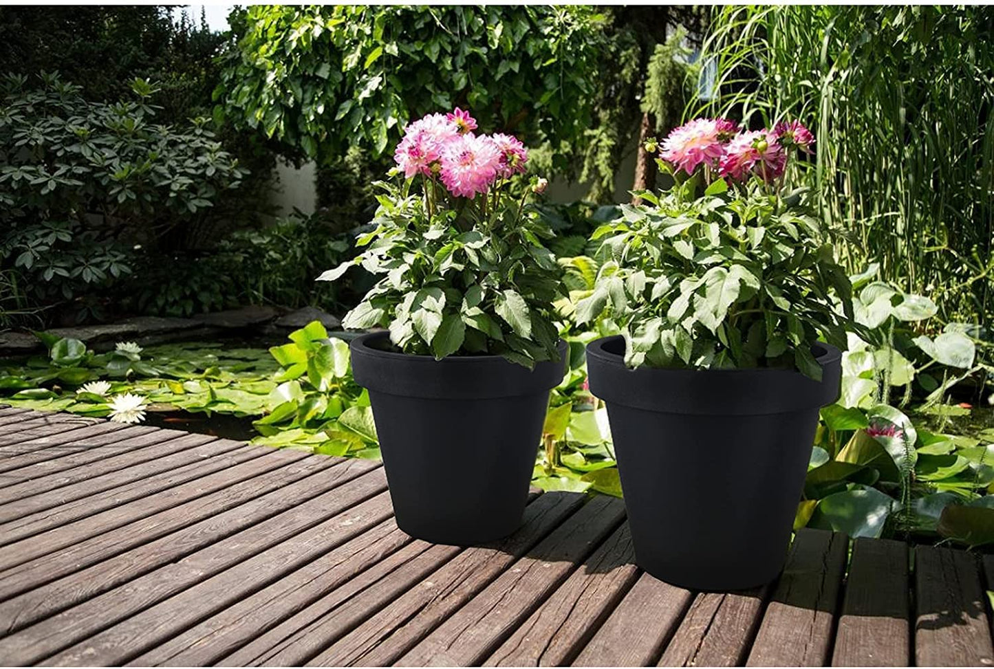 Large Flower Pot Planter Round Garden Plant Pot Indoor Outdoor Rust-Resistant Plant Container (30 x 26 cm Round, Anthracite)