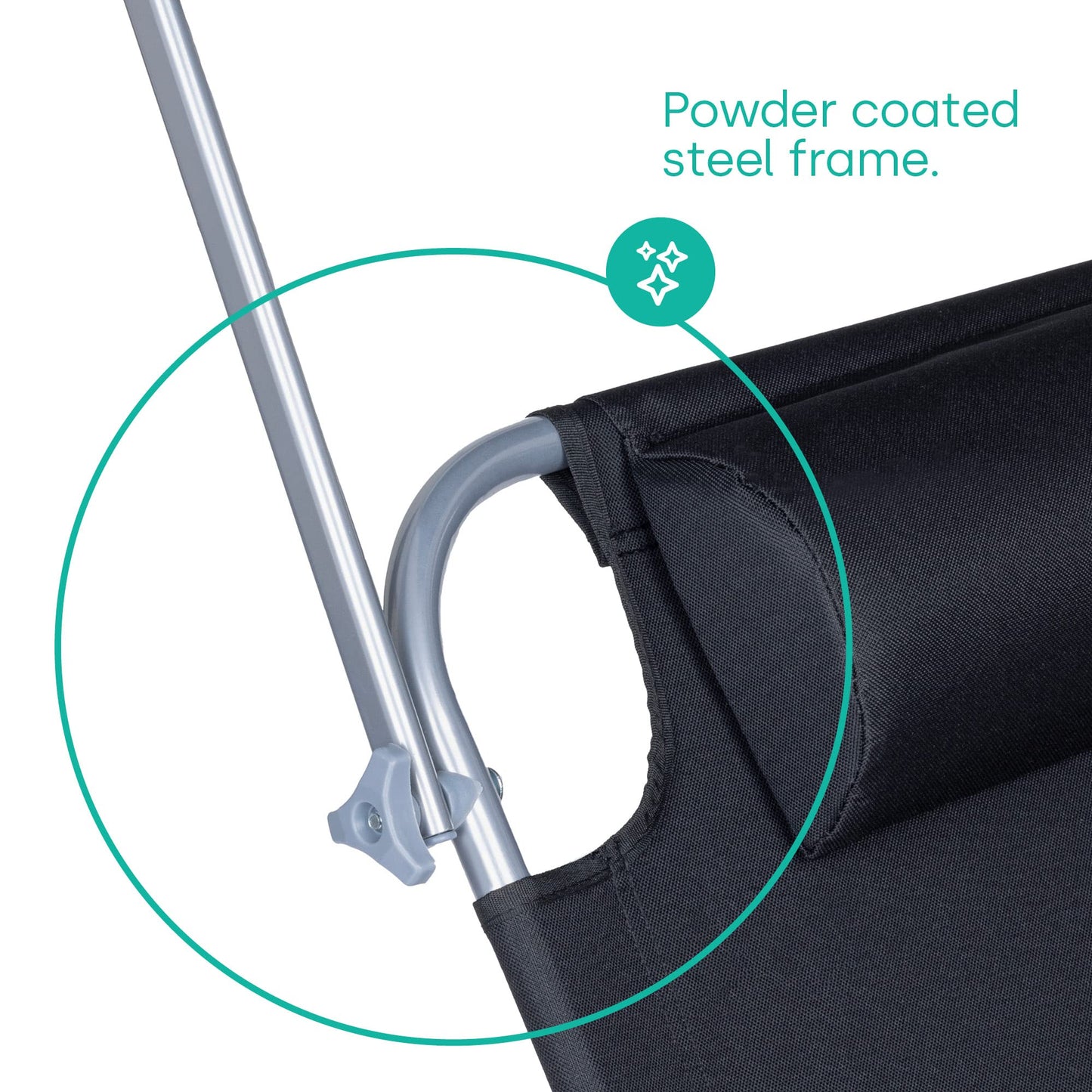 LIVIVO Folding Sun Lounger with Adjustable Back and Leg Rests, Adjustable Sunshade and Side Pockets – Relax in Comfort and Style – Folding Lightweight Frame (Black)