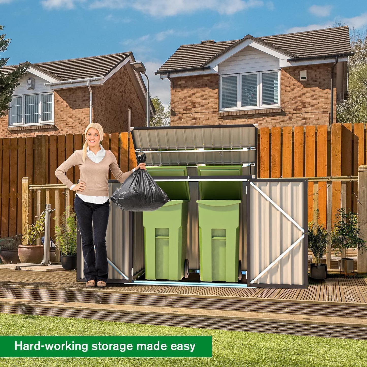 U-MAX 1.5x0.8m Garden Storage Box, Dark Grey