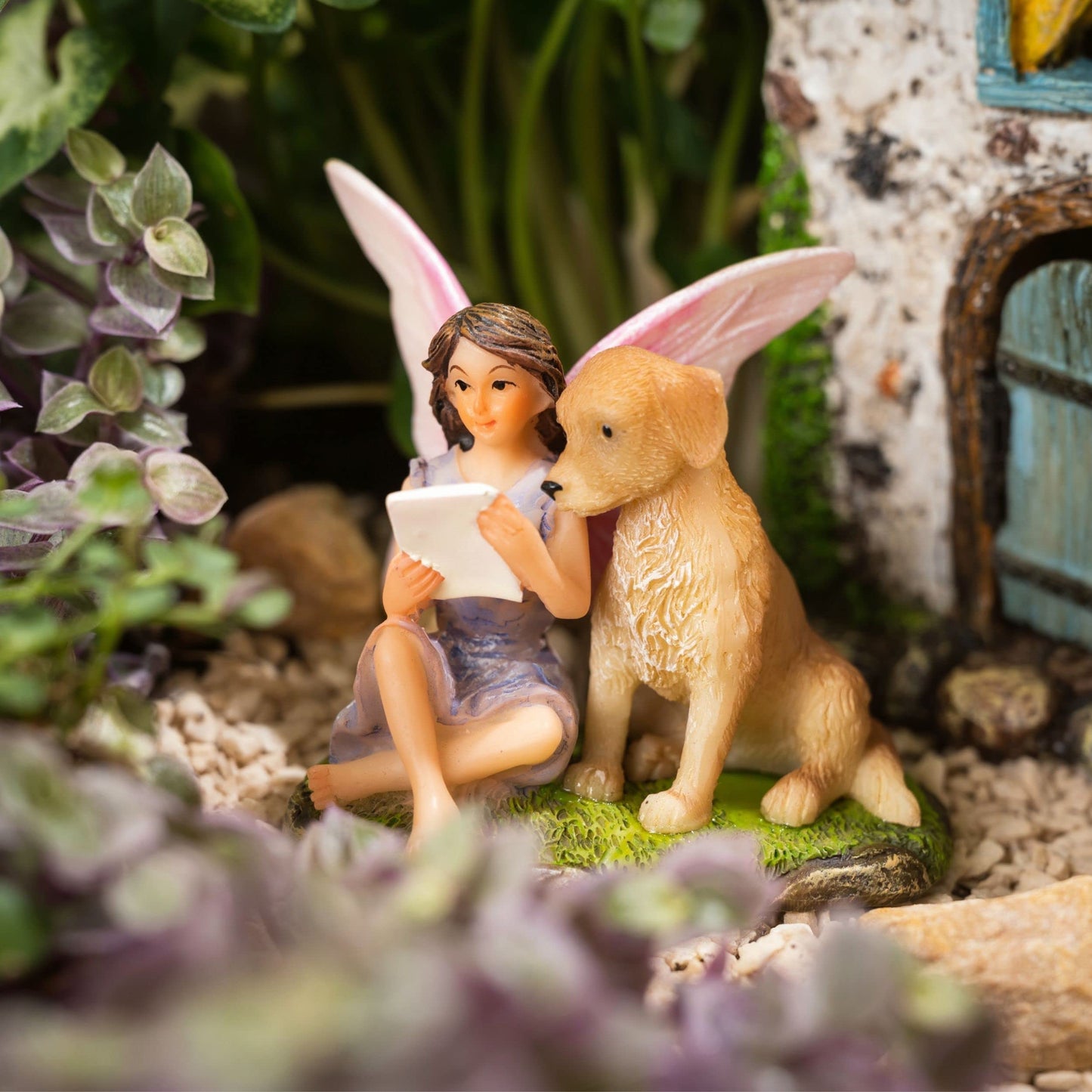 PRETMANNS Fairy Garden Fairy Houses - Garden Fairies Ornaments Outdoor, Fairies for Fairy Garden - Garden Fairy House Kit - Fairies House has an opening door - 15cm H