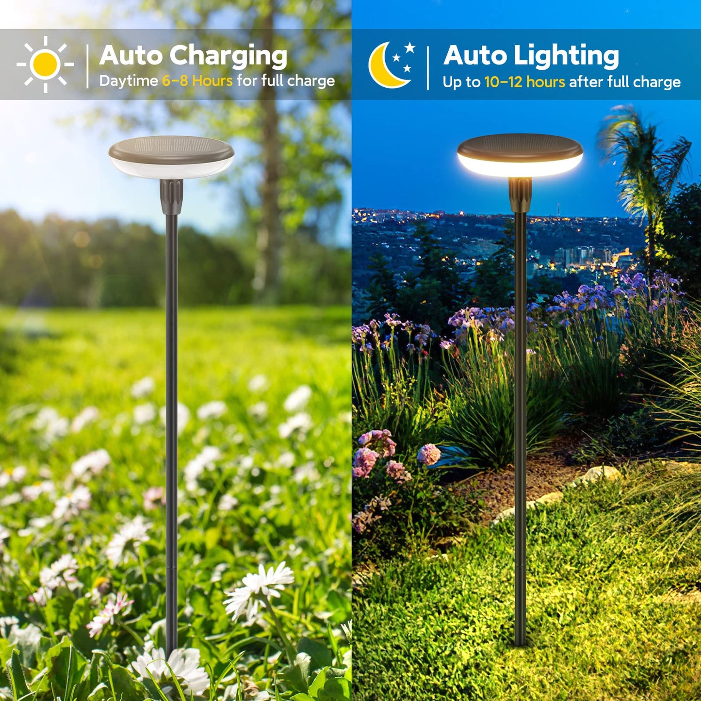 GEARLITE Solar Lights Outdoor Garden, 4 Pack Super Bright Garden Lights Solar Powered Built-in 1000mAh Battery, Sway by Wind, Waterproof Outdoor Ornament for Yard Patio Pathway Decorations
