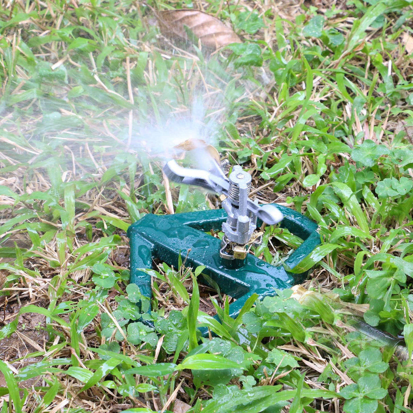 STYDDI Impulse Water Sprinkler with Metal Base, Heavy Duty Adjustable Circular Zinc Pulsating Impact Sprinkler for Yard and Grass Irrigation, 360 Degree Lawn Sprinkler