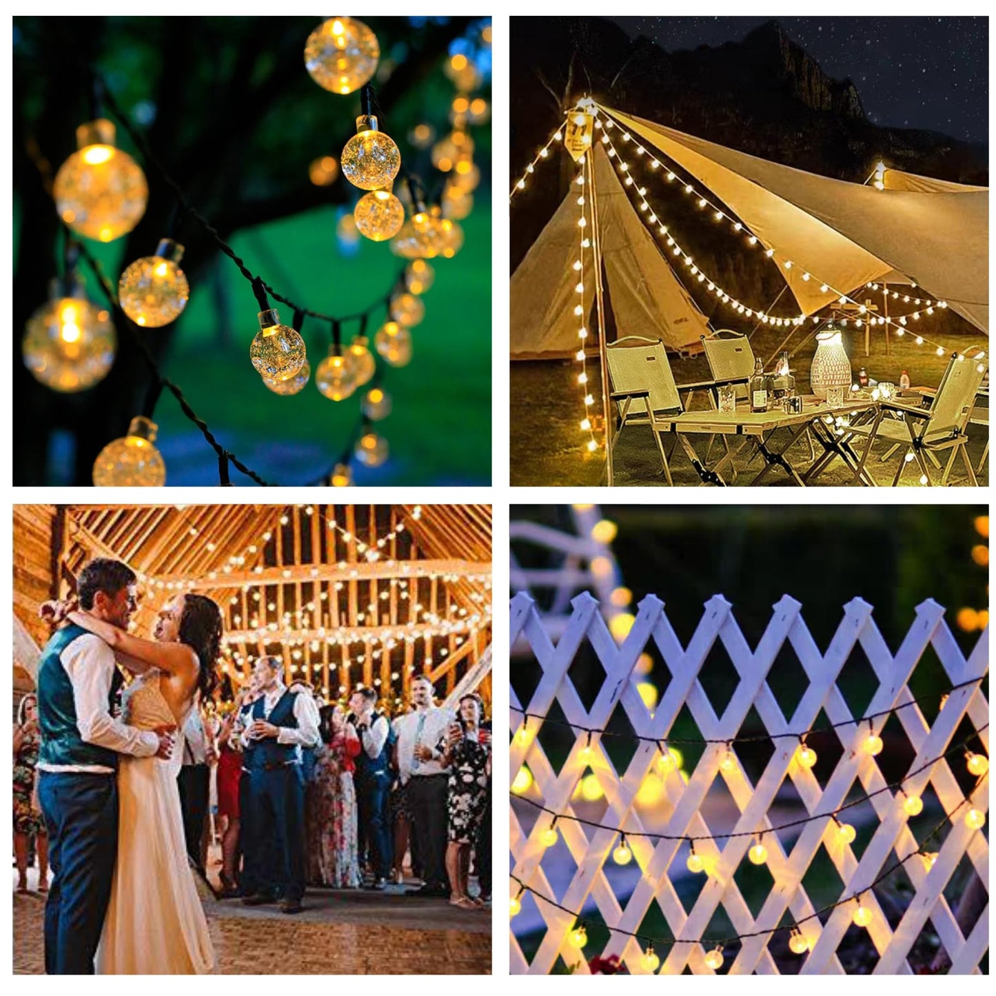 mafiti Solar Lights Outdoor Garden, 40ft 66 LEDs Solar Garden Light with 8 Modes Crystal Big Balls Solar Powered Waterproof for Camping Tree Patio Yard Wedding Party Decoration