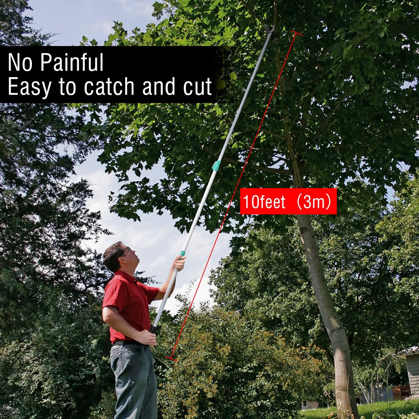 Extendable 181cm-300cm Tree Pruner, Long Handle Tree loppers, Lightweight & Strong Telescopic Pole Pruner with Rotate Head, Smooth Clean Cut, Ideal for Removing High Branches and Fruit Picking