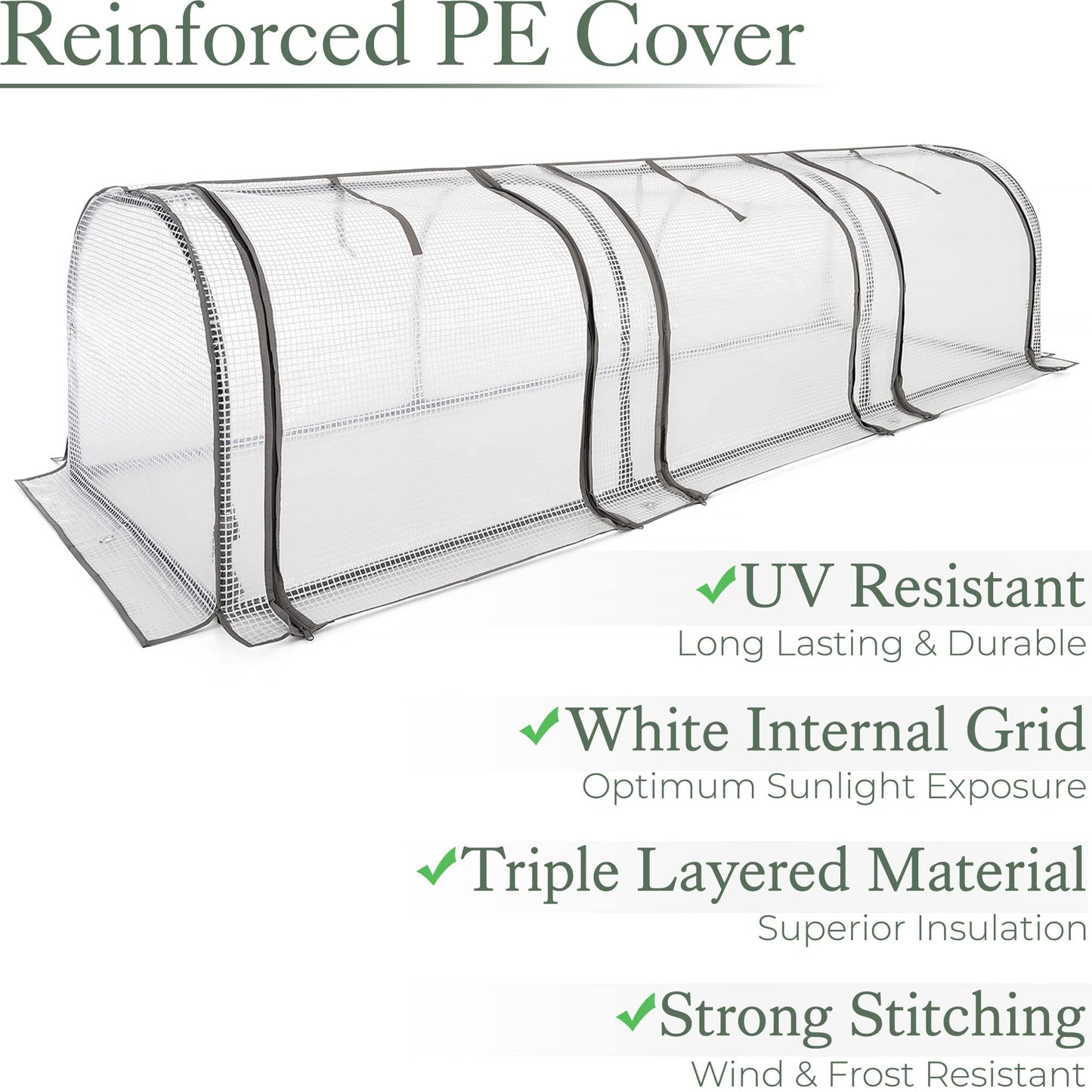 CHRISTOW Small Grow Tunnel Cloche Garden Polytunnel Greenhouse With Reinforced Cover (choose 1.3m, 1.95m, or 2.6m long)