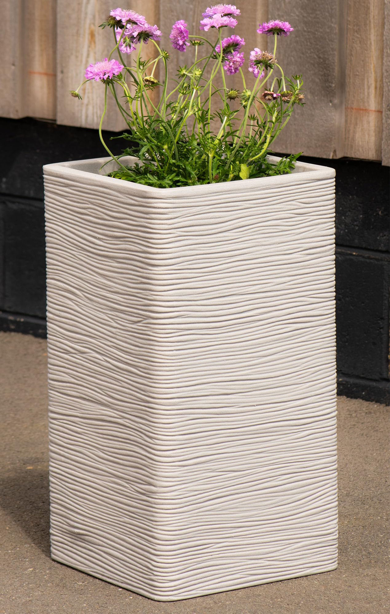 STORM TRADING GROUP Stone Effect Amalfi Square & Tall Flower Planters Ideal For Home, Balconies, Gardens, Greenhouses & Patios (1, Amalfi Tall (60cm Height))