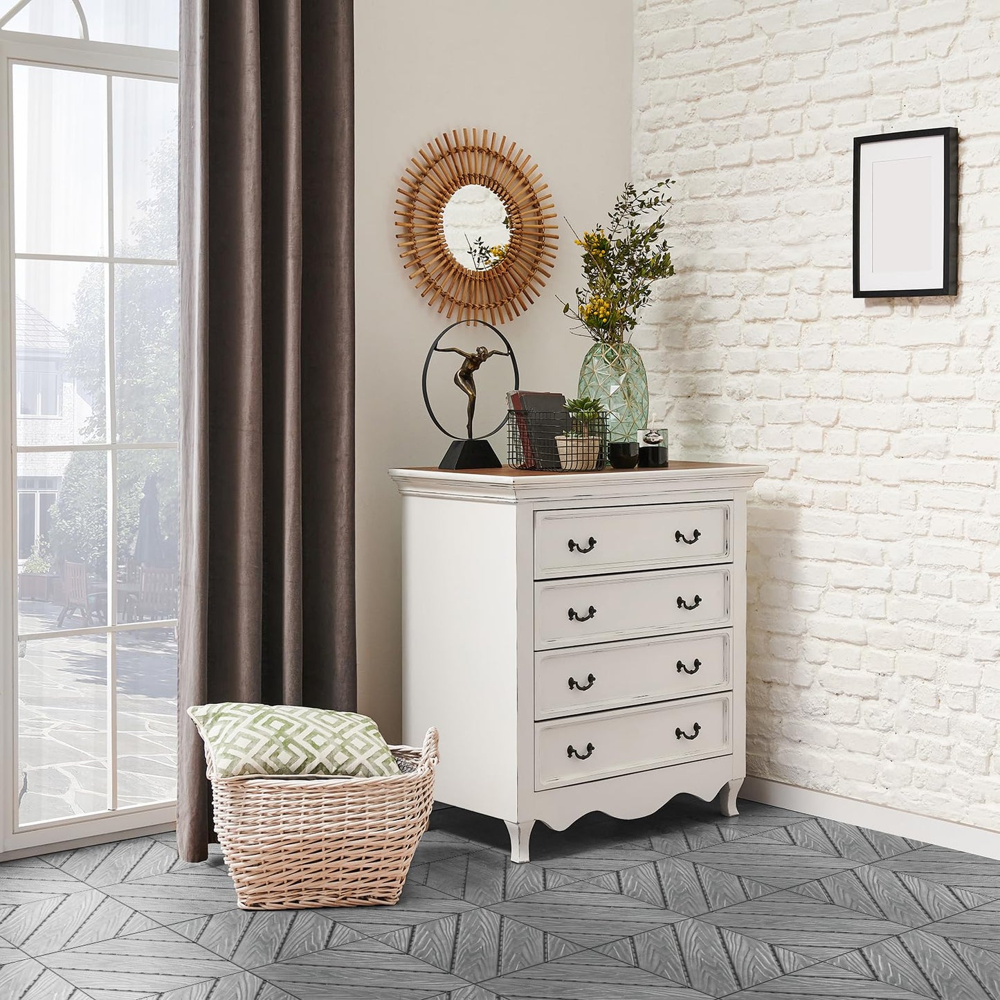 Bonnlo Composite Garden Decking Tiles, 27 Pcs Plastic Outdoor Flooring, 30x30cm Patio Paving Slabs Decking Squares Indoor & Outdoor Grey (Grey)